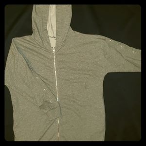 Womens Beades zip up long hoodie
